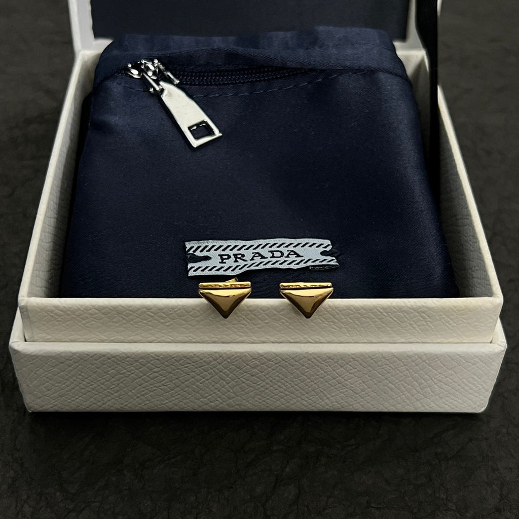 18K Prada Triangle Earrings