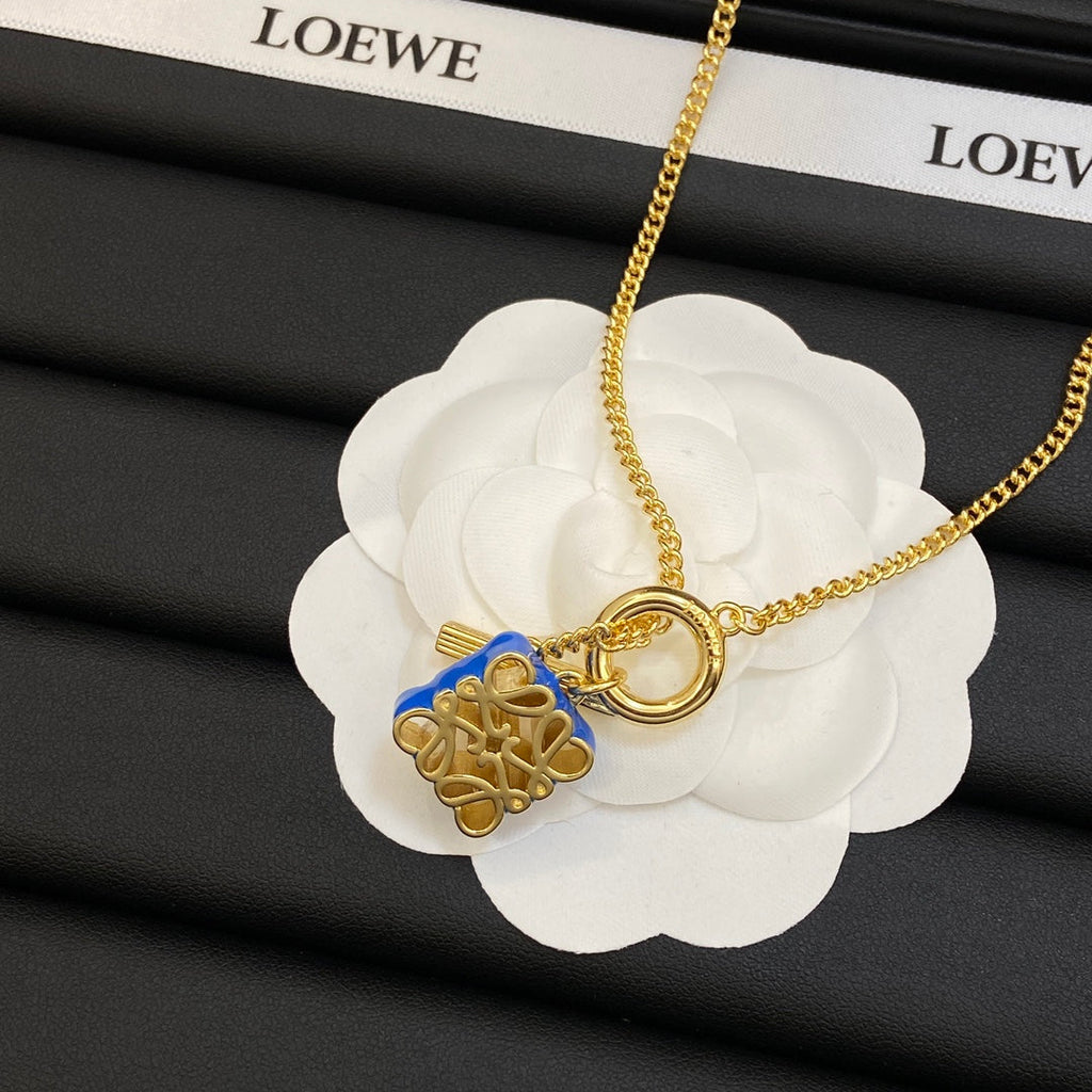 18K LOEWE Anagram Pendant Necklace